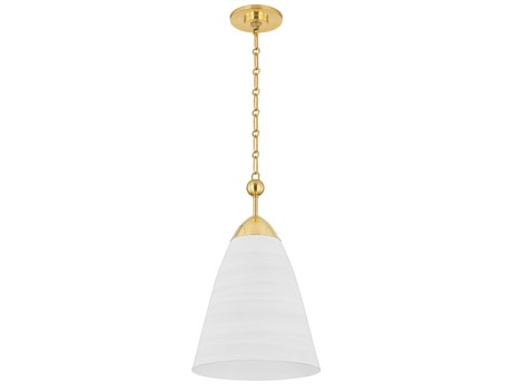 Hudson Valley Bronson 1-Light Aged Brass White Plaster Pendant