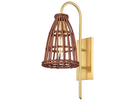 Hudson Valley Jordan 1-Light Aged Brass Brown Wall Sconce