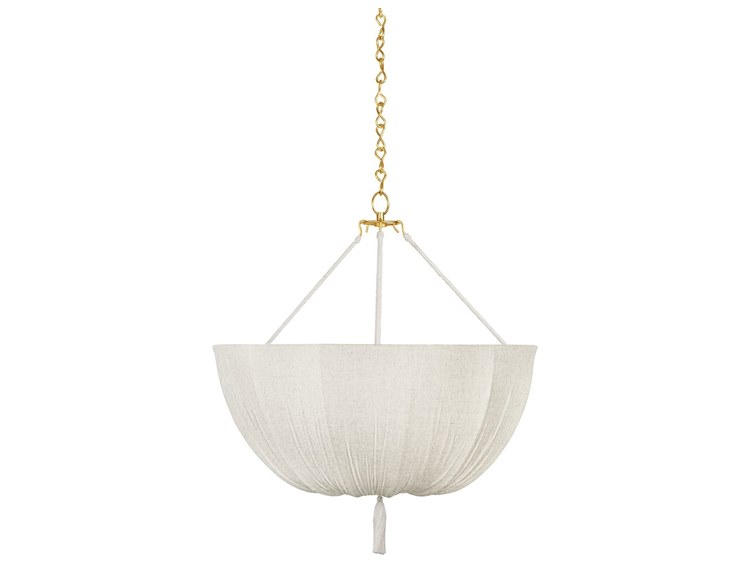 Photos - Chandelier / Lamp Hudson Valley Carolina 3-Light Aged Brass White Pendant CB5730-AGB