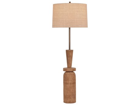 Hudson Valley Kinloch Bronze Leaf Ceramic Ash Brown Natural Woven Raffia Floor Lamp