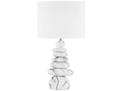 Hudson Valley Fenton Aged Brass Ceramic Marbled Gray Buffet Lamp