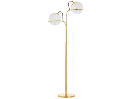Hudson Valley Hingham Aged Brass Cloud Glass Floor Lamp