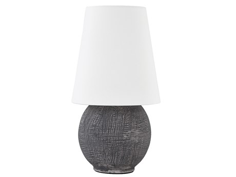 Hudson Valley Ulsterville Aged Brass Ceramic Greystone White Linen Table Lamp