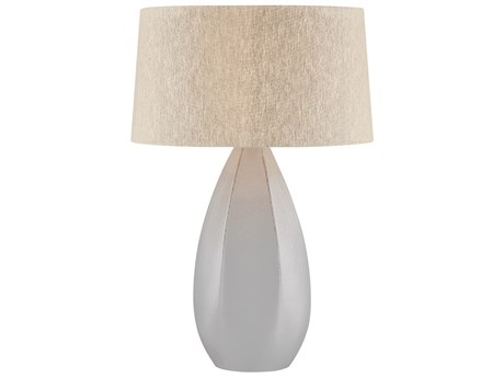 Hudson Valley Colwyn Aged Brass Ceramic Dove White Natural Linen Fabric Buffet Lamp