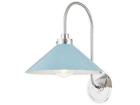 Hudson Valley Clivedon 1-Light Polished Nickel Blue Wall Sconce