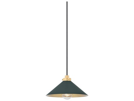 Hudson Valley Clivedon 1-Light Aged Brass Soft Studio Green Mini Pendant