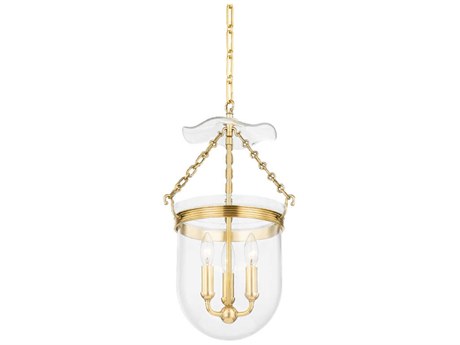 Hudson Valley Rousham 3-Light Aged Brass Glass Pendant