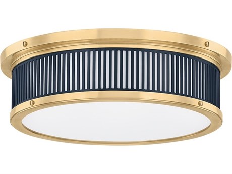 Hudson Valley Ashdown 1-Light Aged Brass Distressed Bronze Round Flush Mount
