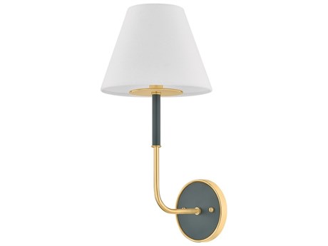 Hudson Valley Wedgewood 1-Light Aged Brass Soft Studio Green Wall Sconce