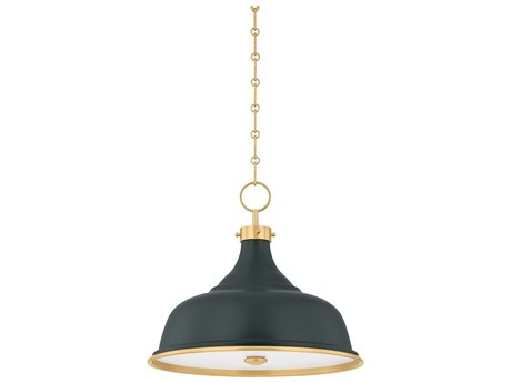 Hudson Valley Painted No. 1 3-Light Aged Brass Soft Studio Green Pendant