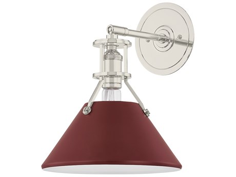 Hudson Valley Painted No. 2 1-Light Polished Nickel Soft Crimson Wall Sconce
