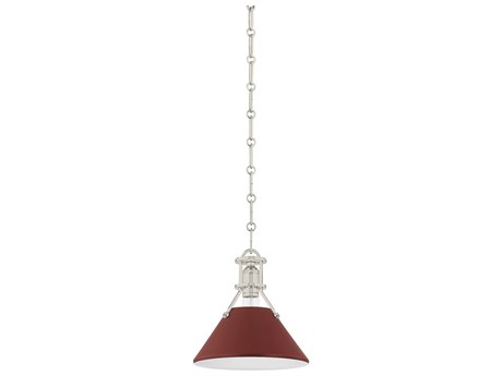 Hudson Valley Painted No. 2 1-Light Polished Nickel Soft Crimson Red Mini Pendant