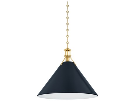 Hudson Valley Painted No. 2 1-Light Aged Brass Distressed Bronze Pendant