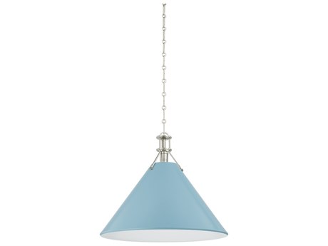 Hudson Valley Painted No. 2 1-Light Polished Nickel Blue Bird Pendant