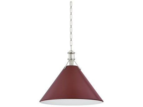 Hudson Valley Painted No. 2 1-Light Polished Nickel Soft Crimson Red Pendant