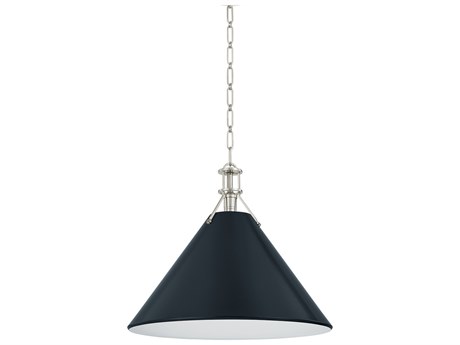 Hudson Valley Painted No. 2 1-Light Polished Nickel Darkest Blue Pendant