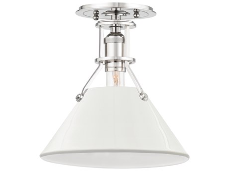 Hudson Valley Painted 1-Light Polished Nickel Off White Semi Flush Mount