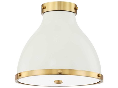 Hudson Valley Painted 2-Light Aged Brass off White Bell Flush Mount