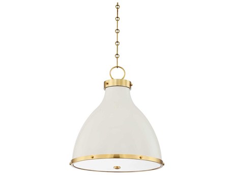 Hudson Valley Painted 2-Light Aged Brass off White Bell Pendant