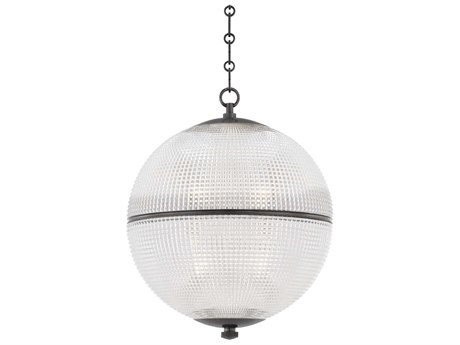 Hudson Valley Sphere 1-Light Distressed Bronze Clear Glass Globe Pendant