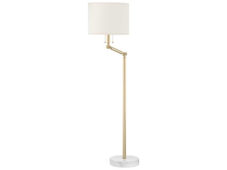 Hudson Valley Essex Aged Brass White Floor Lamp