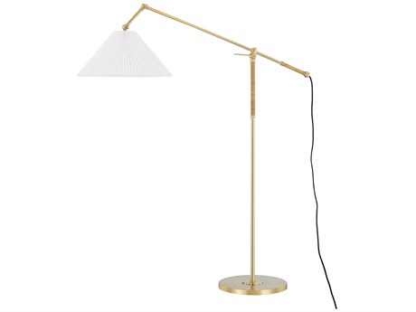 Hudson Valley Dorset Aged Brass Cream Floor Lamp