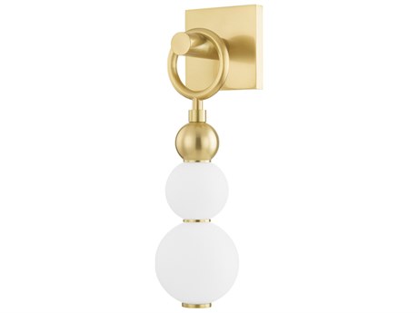 Hudson Valley Perrin 1-Light Aged Brass White Glass LED Wall Sconce