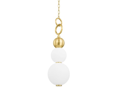 Hudson Valley Perrin 1-Light Aged Brass White Glass LED Globe Mini Pendant