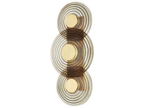 Hudson Valley Griston 3-Light Aged Brass Glass LED Wall Sconce
