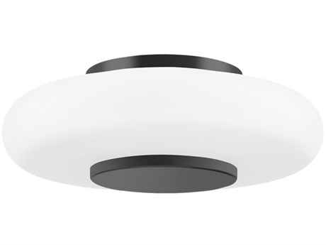 Hudson Valley Blyford 1-Light Black Nickel Glass LED Round Flush Mount
