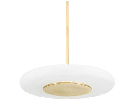 Hudson Valley Blyford 1-Light Aged Brass Glass LED Round Pendant
