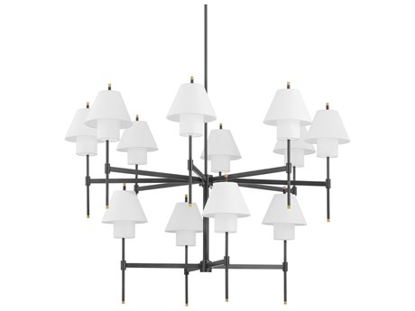 Hudson Valley Glenmoore 12-Light Aged Brass Black Empire Tiered Chandelier