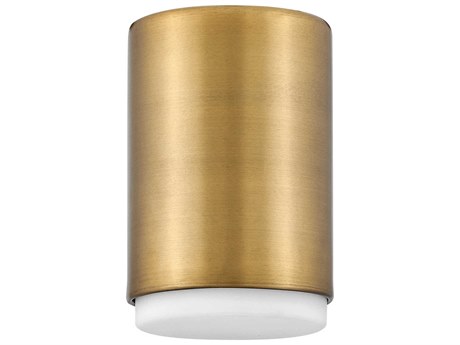 Hinkley Cedric 1-Light Lacquered Brass Glass Cylinder Flush Mount