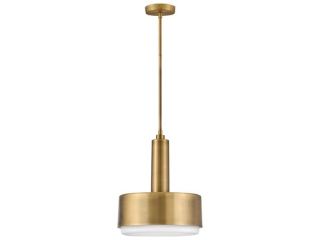 Hinkley Cedric 2-Light Lacquered Brass Glass Drum Pendant