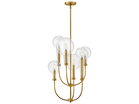 Hinkley Alchemy 6-Light Lacquered Brass Glass Candelabra Chandelier