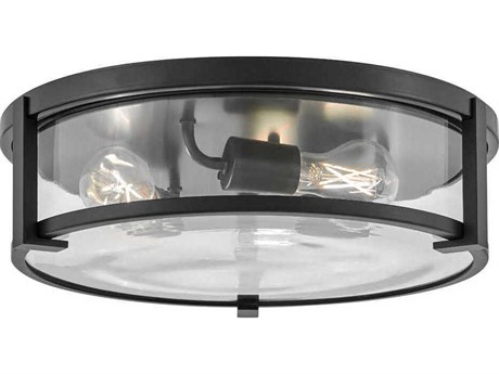Hinkley Lowell 3-Light Black Glass Flush Mount