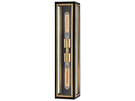 Hinkley Shaw 2-Light Black Heritage Brass Glass Wall Sconce