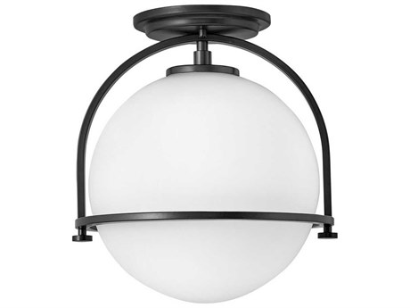 Hinkley Somerset 1-Light Black Globe Semi Flush Mount