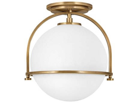 Hinkley Somerset 1-Light Heritage Brass Globe Semi Flush Mount