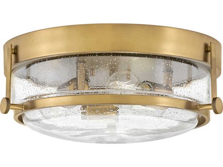 Hinkley Harper 3-Light Heritage Brass Glass Round Flush Mount