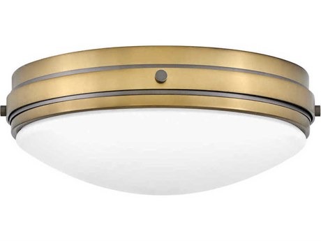 Hinkley Oliver 3-Light Heritage Brass Black Oxide Glass Bowl Flush Mount