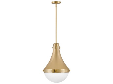 Hinkley Oliver 1-Light Bright Brass Glass Bowl Pendant