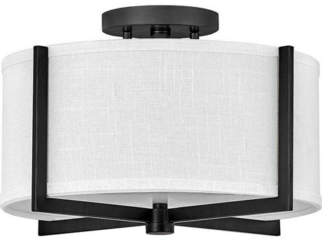 Hinkley Axis 2-Light Black Drum Semi Flush Mount