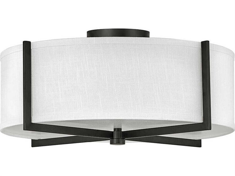 Photos - Chandelier / Lamp Hinkley Axis 3-Light Black Drum Flush Mount 41708BK
