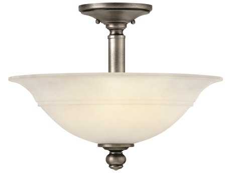 Hinkley Lighting Plymouth Collection Luxedecor Hinkley Lighting Plymouth Polished Antique Nickel Three Light Semi Flush Mount