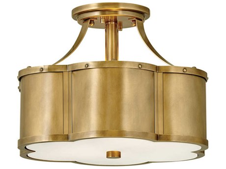Hinkley Chance 2-Light Heritage Brass Geometric Semi Flush Mount