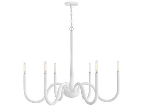Hinkley Maris 6-Light Textured Plaster White Candelabra Chandelier