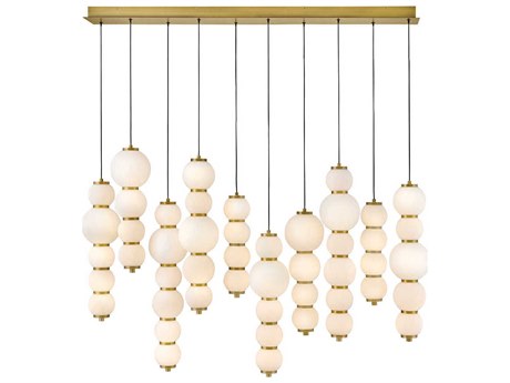 Hinkley Trigo Lacquered Brass Globe Linear Island Pendant