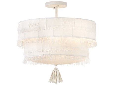 Hinkley Baya 4-Light Textured Plaster White Drum Tiered Semi Flush Mount