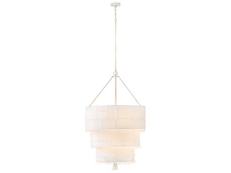 Hinkley Baya 10-Light Textured Plaster White Drum Tiered Chandelier